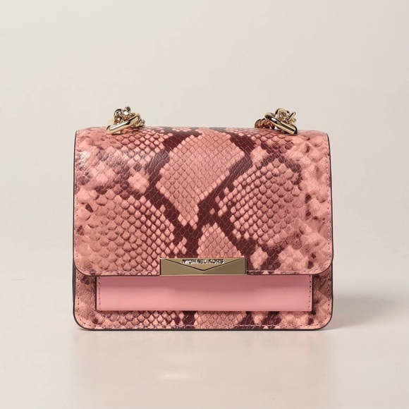 Michael Kors Bags New With Tag Michael Kors Jade Large Gusset Shell Pink Snake Print